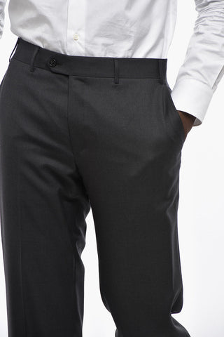 scalloped Hem Virgin Wool Pants with Belt Loops