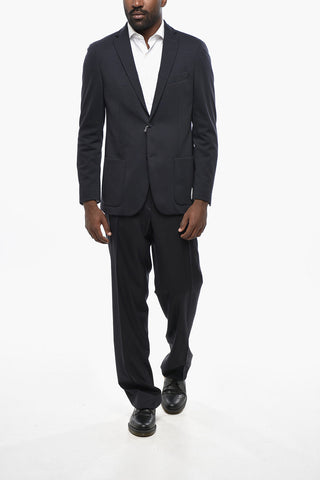 Virgin Wool and Cotton Two-Button Half-Lined Blazer