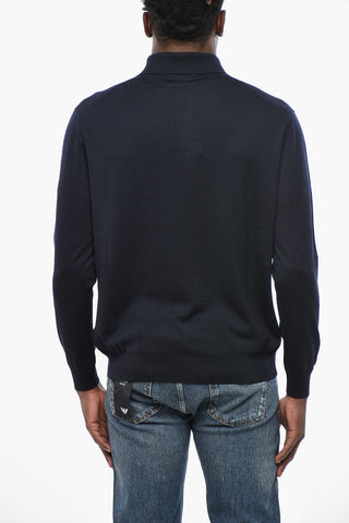 Pullover Mit Polo-Kragen Aus Schurwolle
