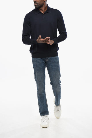 Pullover Mit Polo-Kragen Aus Schurwolle