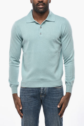 Cashmere Sweater with Polo Neck