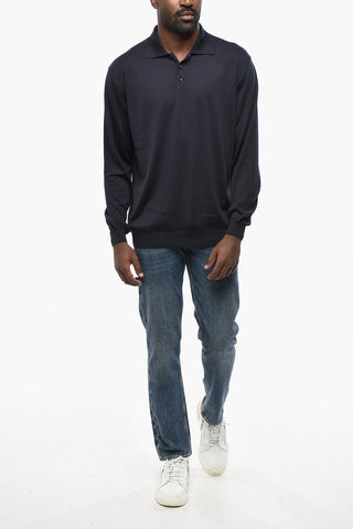 Cashmere and Silk Sweater with Polo Neck