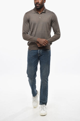 Cashmere and Silk Sweater with Polo Neck