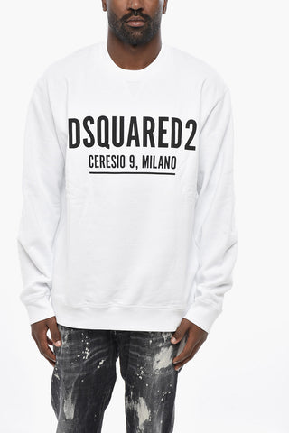 Solid-Color Crewneck Sweatshirt with Contrast Logo