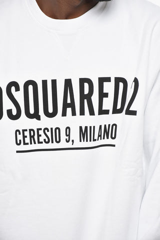 Solid-Color Crewneck Sweatshirt with Contrast Logo