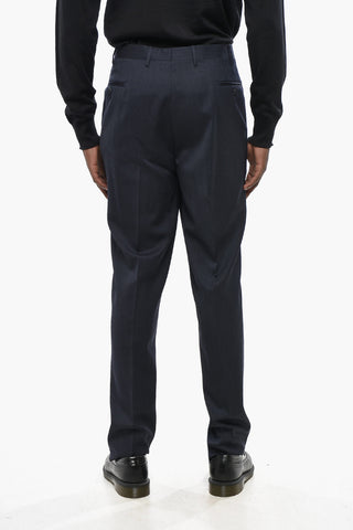 CC COLLECTION Wool Trousers with Scalloped Hem