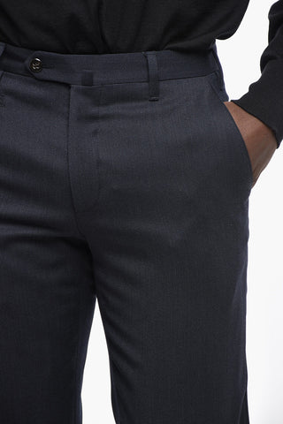 Pantaloni in Lana Vergine a Tinta Unita