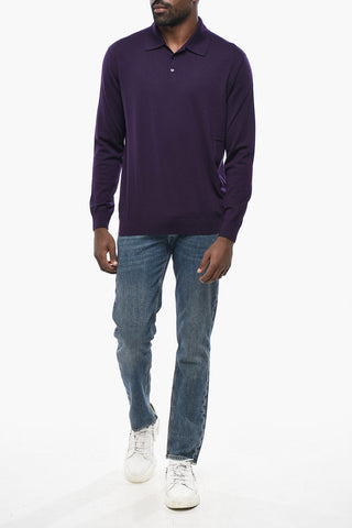 Virgin Wool Polo-Collar Sweater