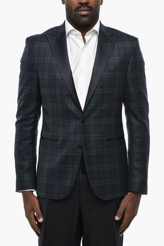 CC COLELLECTION Zweiknopf-Jacke RE aus Schurwolle mit Karomuster