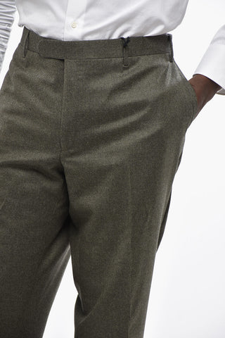 CC COLLECTION Pantaloni in Lana Vergine con Abbottonatura Nascosta 