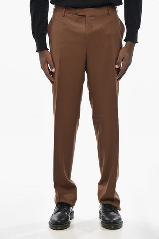 Pantaloni in Lana a 4 Bottoni con Orlo Smerlato
