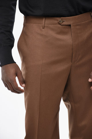 Pantaloni in Lana a 4 Bottoni con Orlo Smerlato