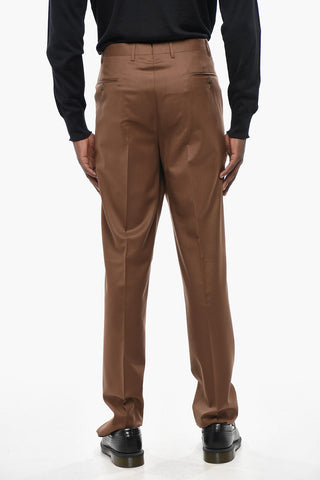 Pantaloni in Lana a 4 Bottoni con Orlo Smerlato
