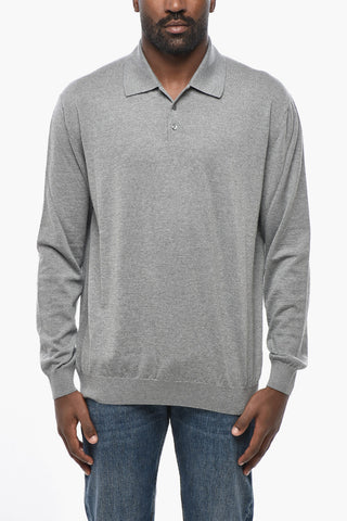 Schurwollpullover mit Polokragen