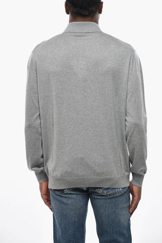 Schurwollpullover mit Polokragen