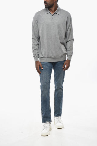 Schurwollpullover mit Polokragen