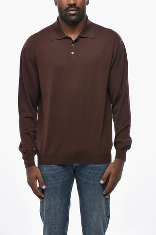 Virgin Wool Polo-Collar Sweater