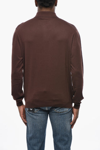 Virgin Wool Polo-Collar Sweater