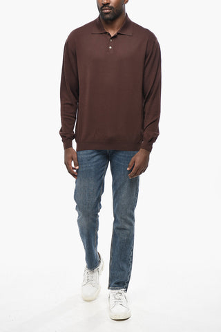 Virgin Wool Polo-Collar Sweater