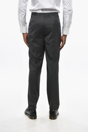 CC COLLECTION Virgin Wool Trousers with Concealed Buttoning