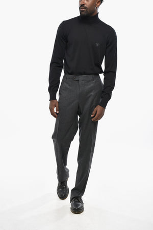 Virgin Wool Trousers With Scalloped Hem