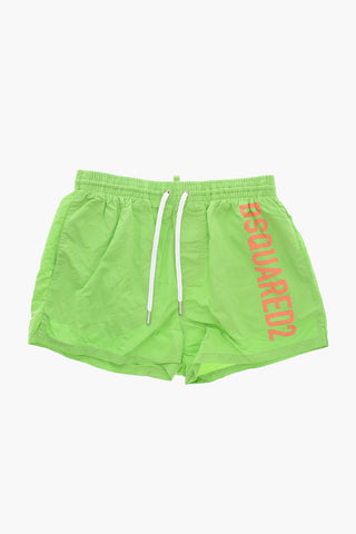 Nylon-Midi-Boxer-Badehose mit kontrastierendem Logo