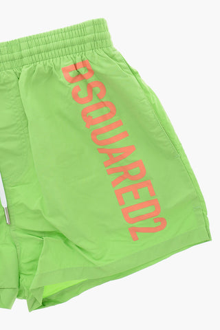 Nylon-Midi-Boxer-Badehose mit kontrastierendem Logo