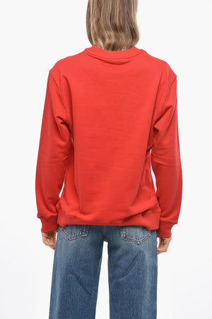 Cotton Crewneck Sweatshirt with Logo Embroidery