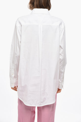 Camicia Ruffle Front in Popeline di Cotone