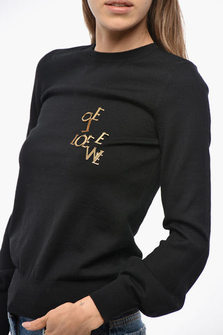 Maglia Girocollo in Lana con Charm Logo