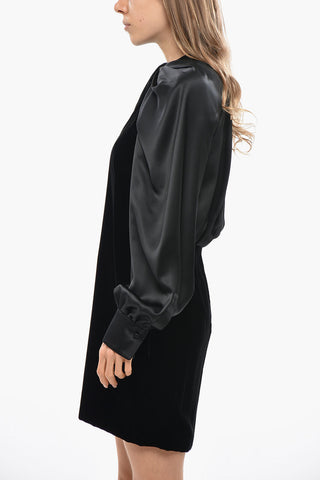 Velourskleid ZARELLA mit Satin-Ballonärmeln