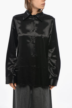 Satinbluse Mit Italienischem Kragen