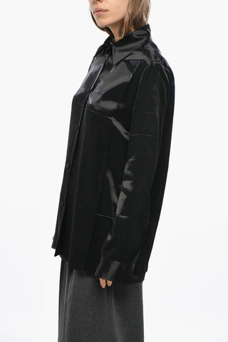 Satinbluse Mit Italienischem Kragen