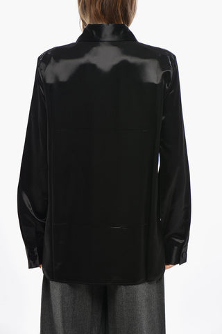 Satinbluse Mit Italienischem Kragen