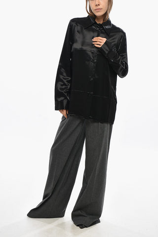 Satinbluse Mit Italienischem Kragen