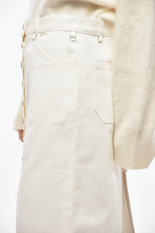 Denim Trapeze Skirt with Front Buttoning