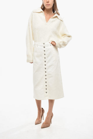 Denim Trapeze Skirt with Front Buttoning