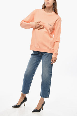 Felpa Girocollo In Cotone con Ricamo Logo