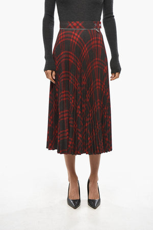 Midi Pleated Skirt with Tartan Pattern