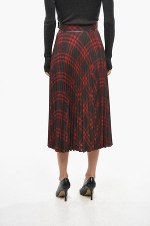Midi Pleated Skirt with Tartan Pattern