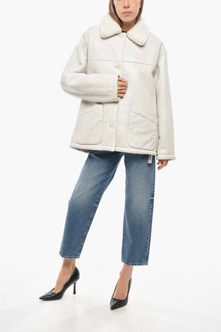 Cappotto in Shearling con Tasche a Toppa