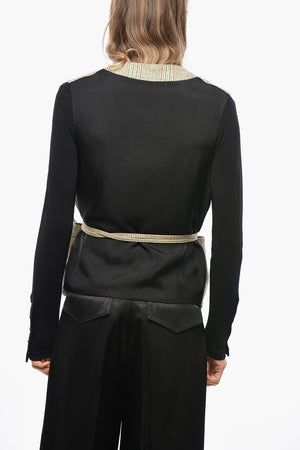 District Check Wool Gilet with Waist Strap