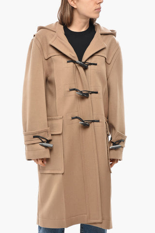 Hooded Wool Coat with Frogs