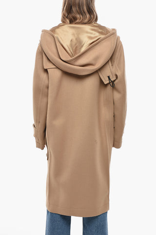Hooded Wool Coat with Frogs