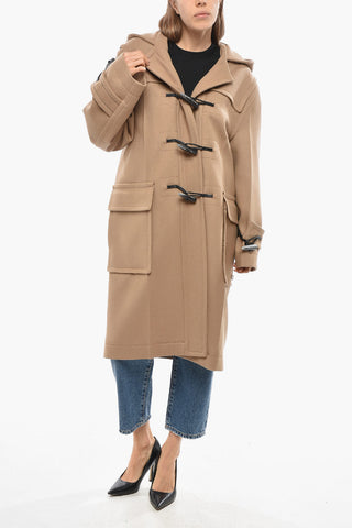 Hooded Wool Coat with Frogs