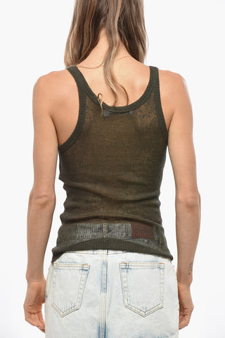 Tank Top in Misto Lino a Costine