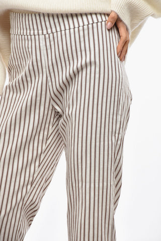 High-Waisted Striped Trousers