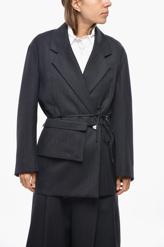 Blazer Doppiopetto in Lana con Pochette Abbinata