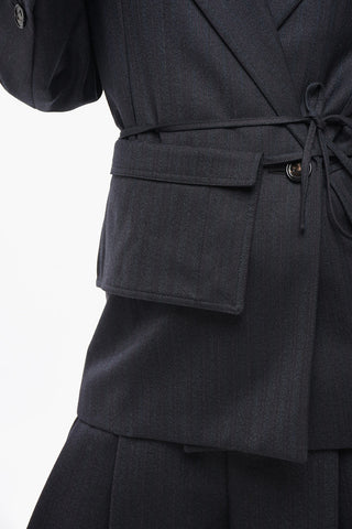 Blazer Doppiopetto in Lana con Pochette Abbinata