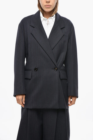 Blazer Doppiopetto in Lana con Pochette Abbinata